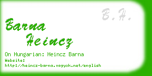 barna heincz business card